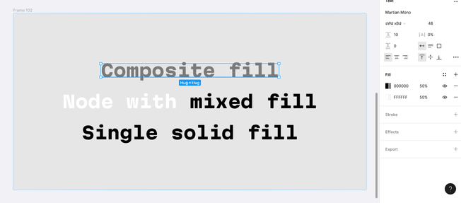 Example Figma nodes with various fills
