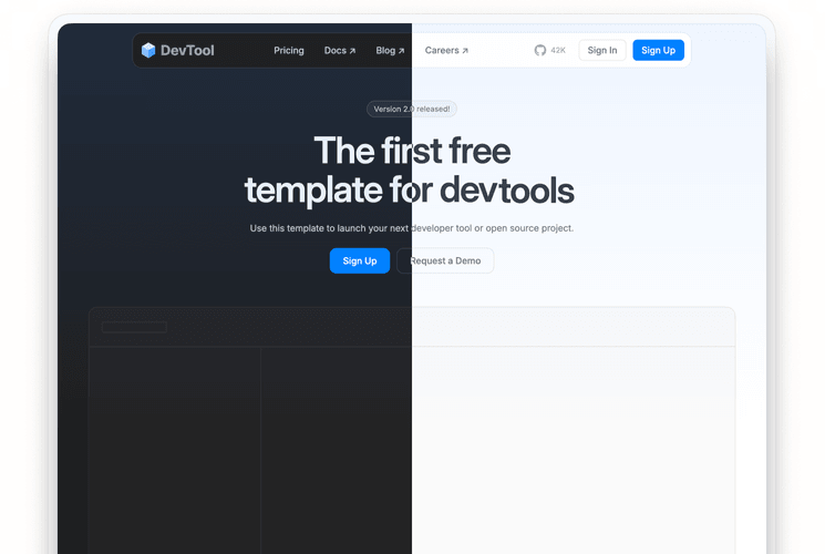 LaunchKit. Free template for devtool landing pages
