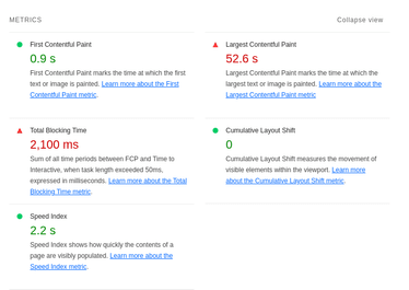An image with some displeasing metrics from Lighthouse