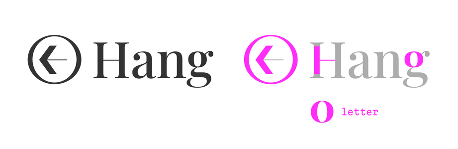 The right icon and font highlights how the contrast modification of the icon corresponds to the letter H, and the counter modification of the circle within the icon correspond to the counter value of the font's letter O.