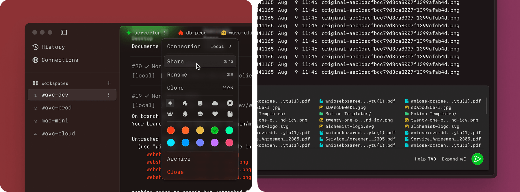 Waveterm UI showcase