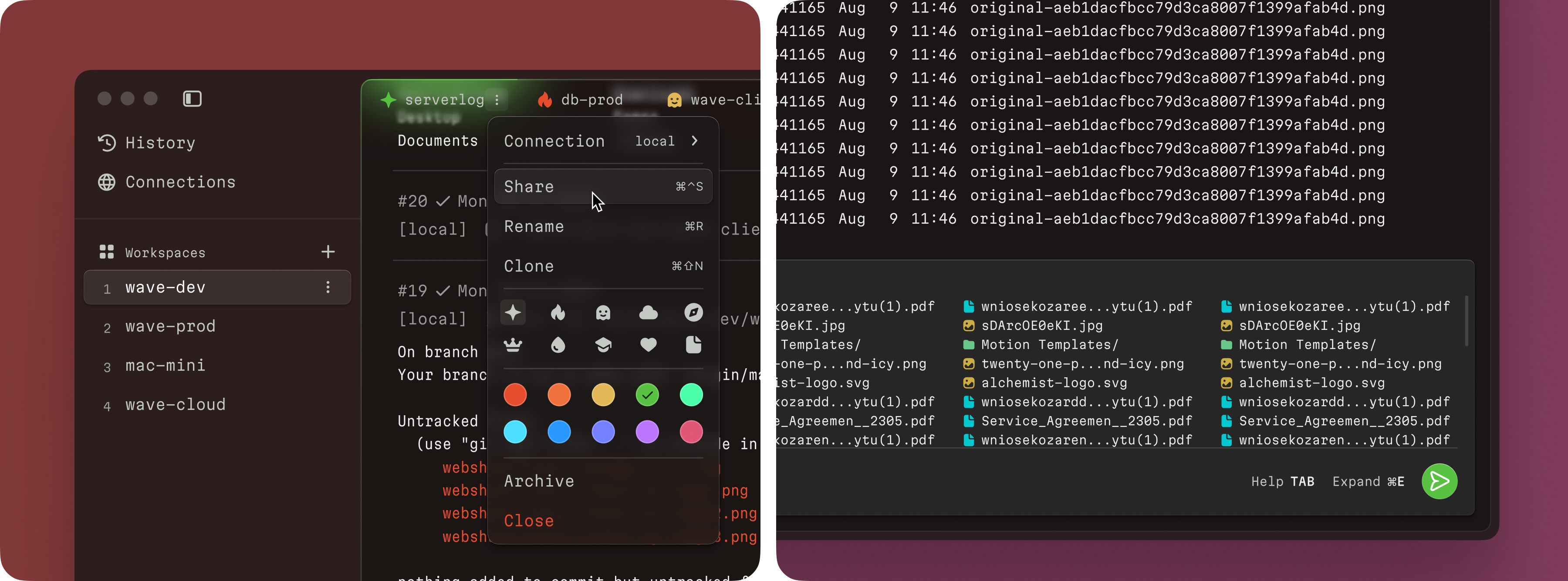 Waveterm UI showcase