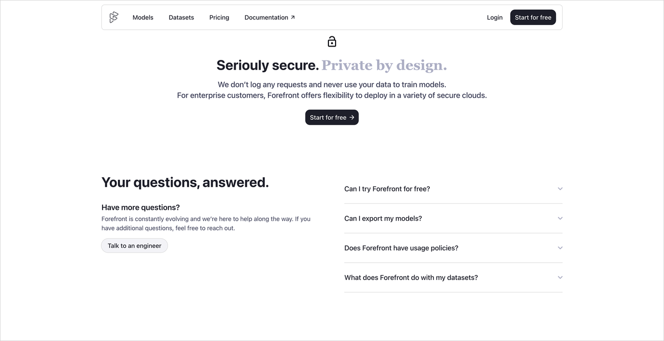 [Forefront](https://www.playbook.com/s/evilmartians/gaxVmkKmcDyFT8YJq44AqUKV?assetToken=ys7VYCegdzkv1e9NjcKPLaN2): FAQ section