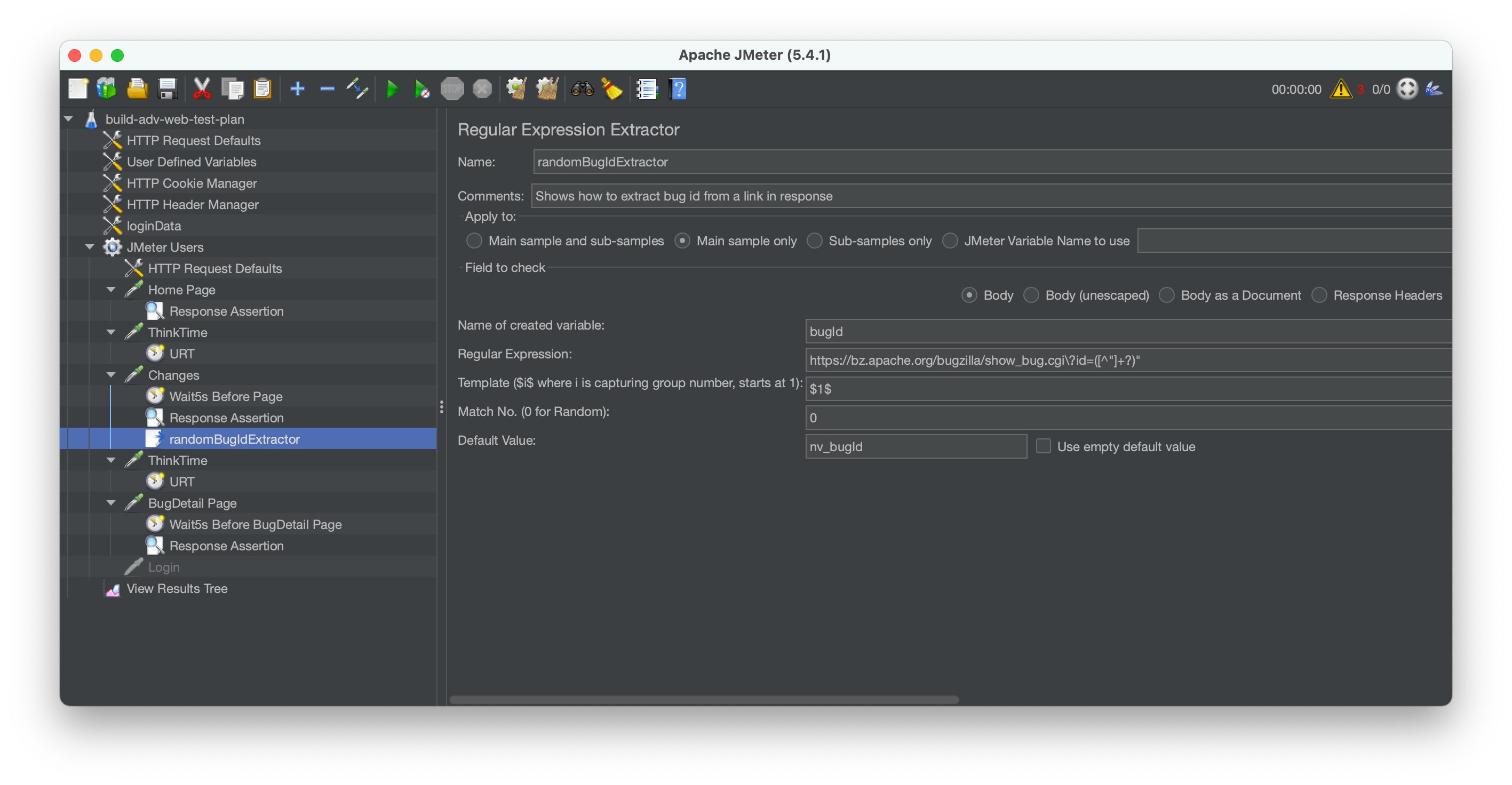 jMeter example