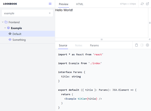 The 'Source' tab in Lookbook now correctly displays our source code thanks to the monkey patch.