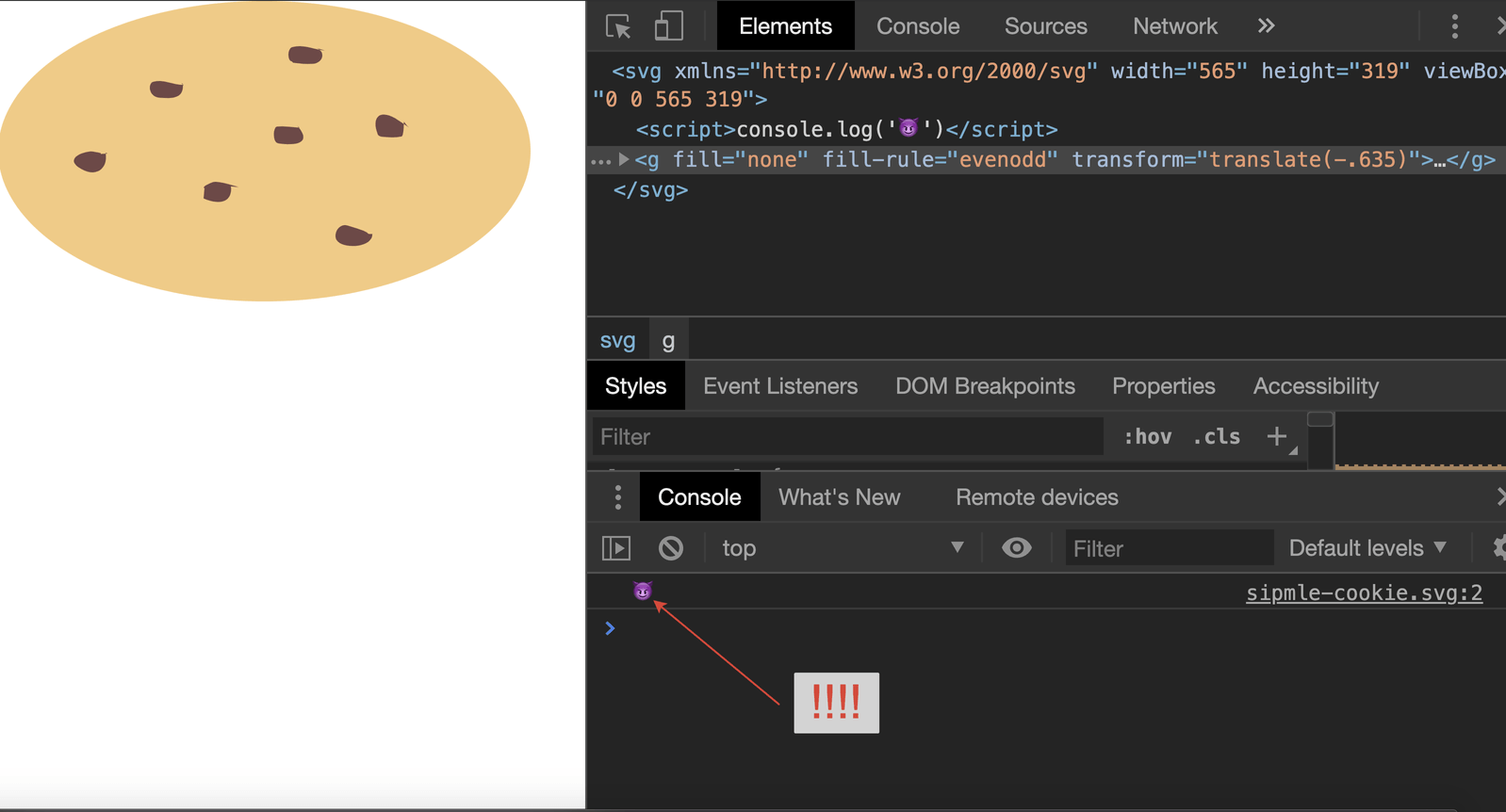 Script tag inside SVG