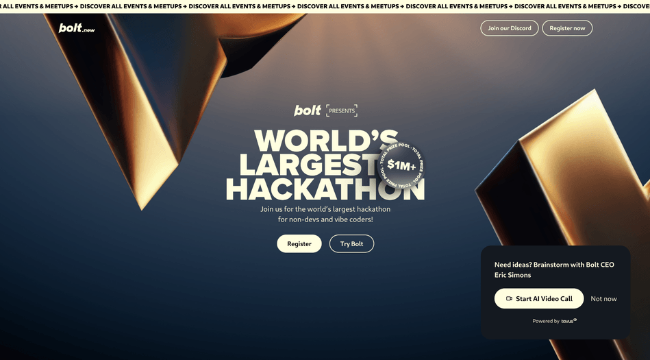 The main page of the hackathon