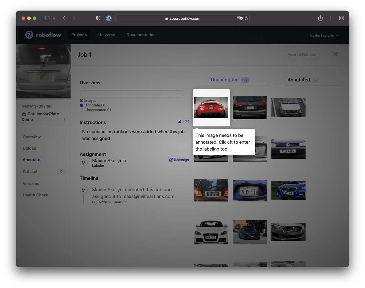 The first image in the list is highlighted by the UI