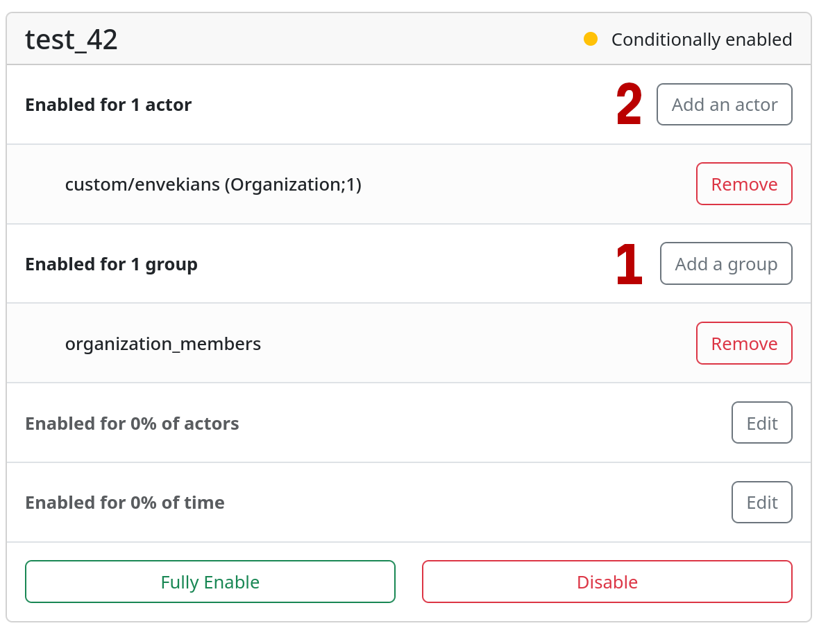 Screen to enable feature flag for the organization_members group