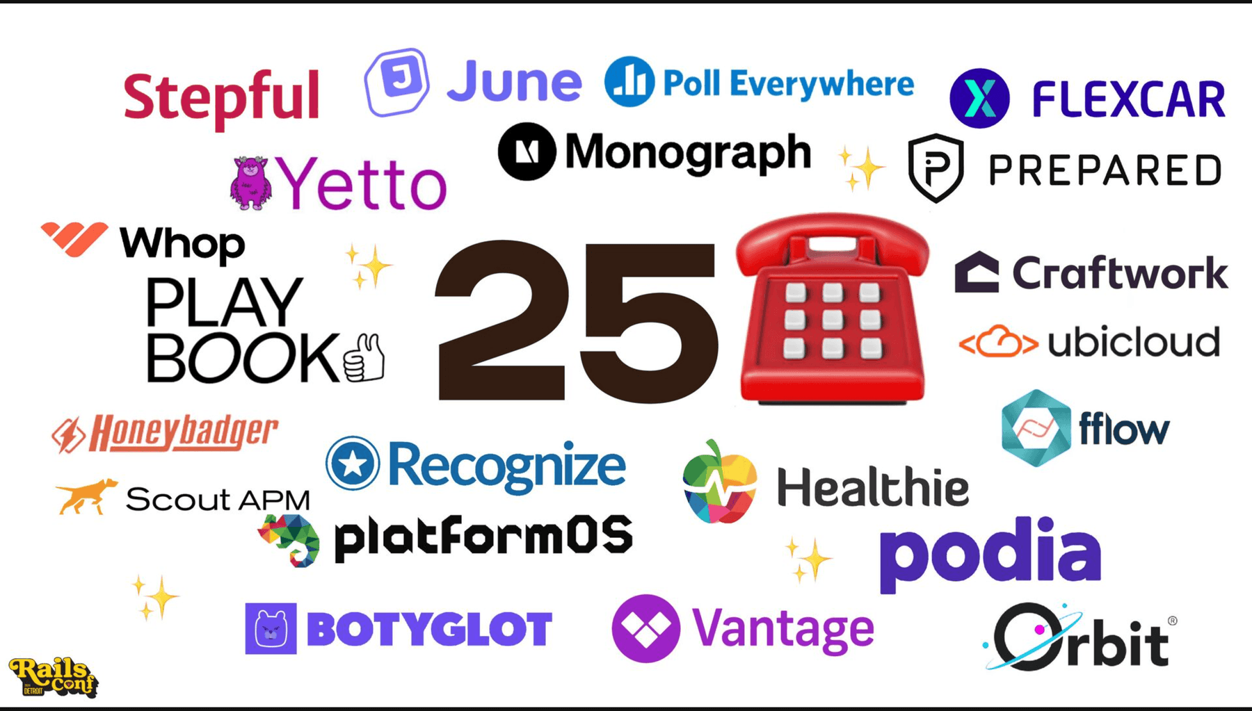 Logos of companies switching to Rails