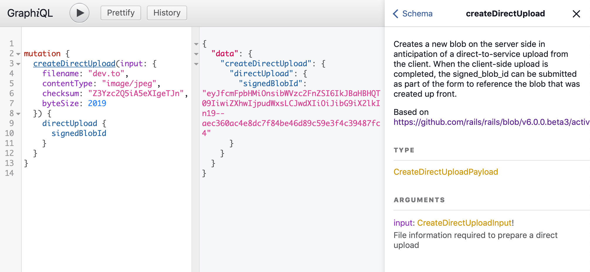 mutation preview in GraphiQL