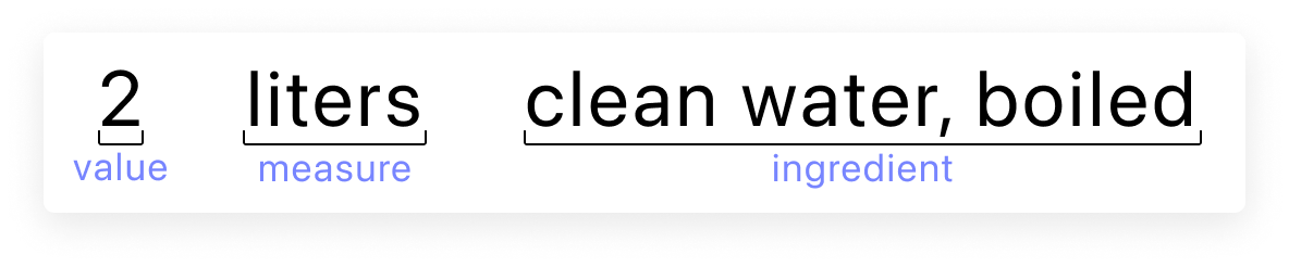 A labeled ingredient item with a multi-word ingredient emphasized