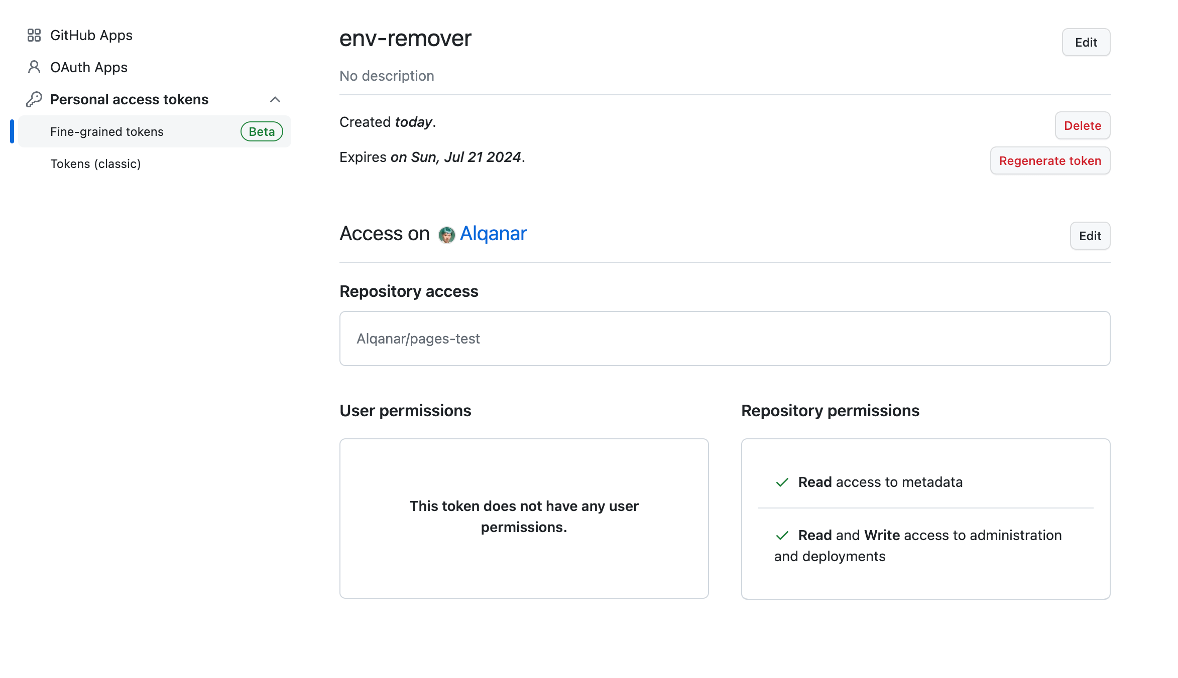 Token permissions