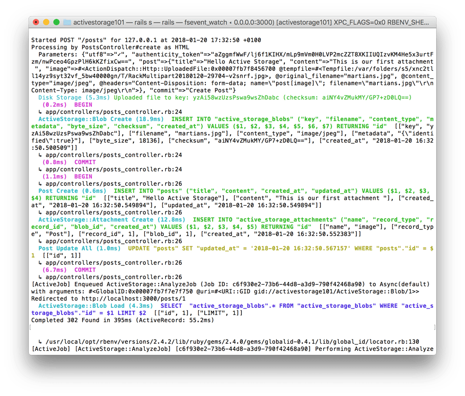 Log for a POST request