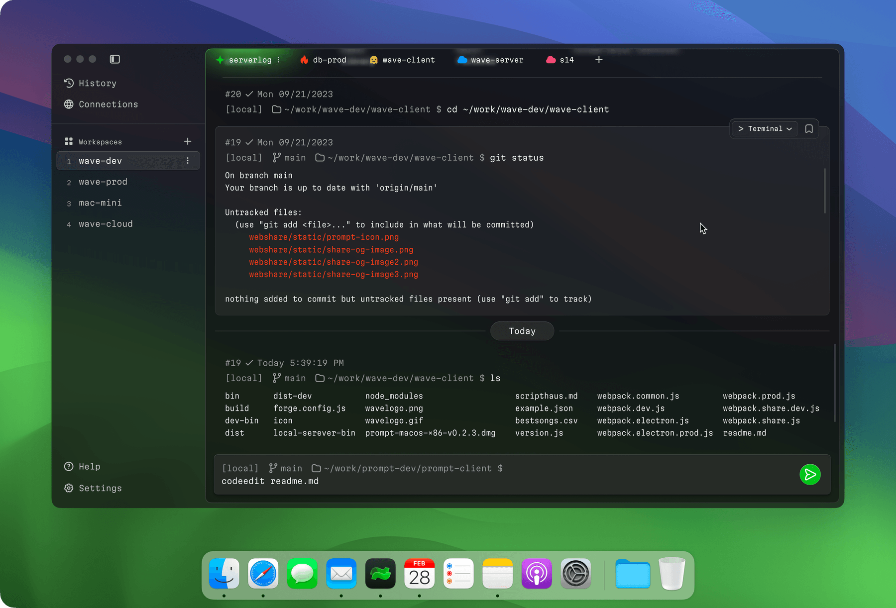 Waveterm UI showcase
