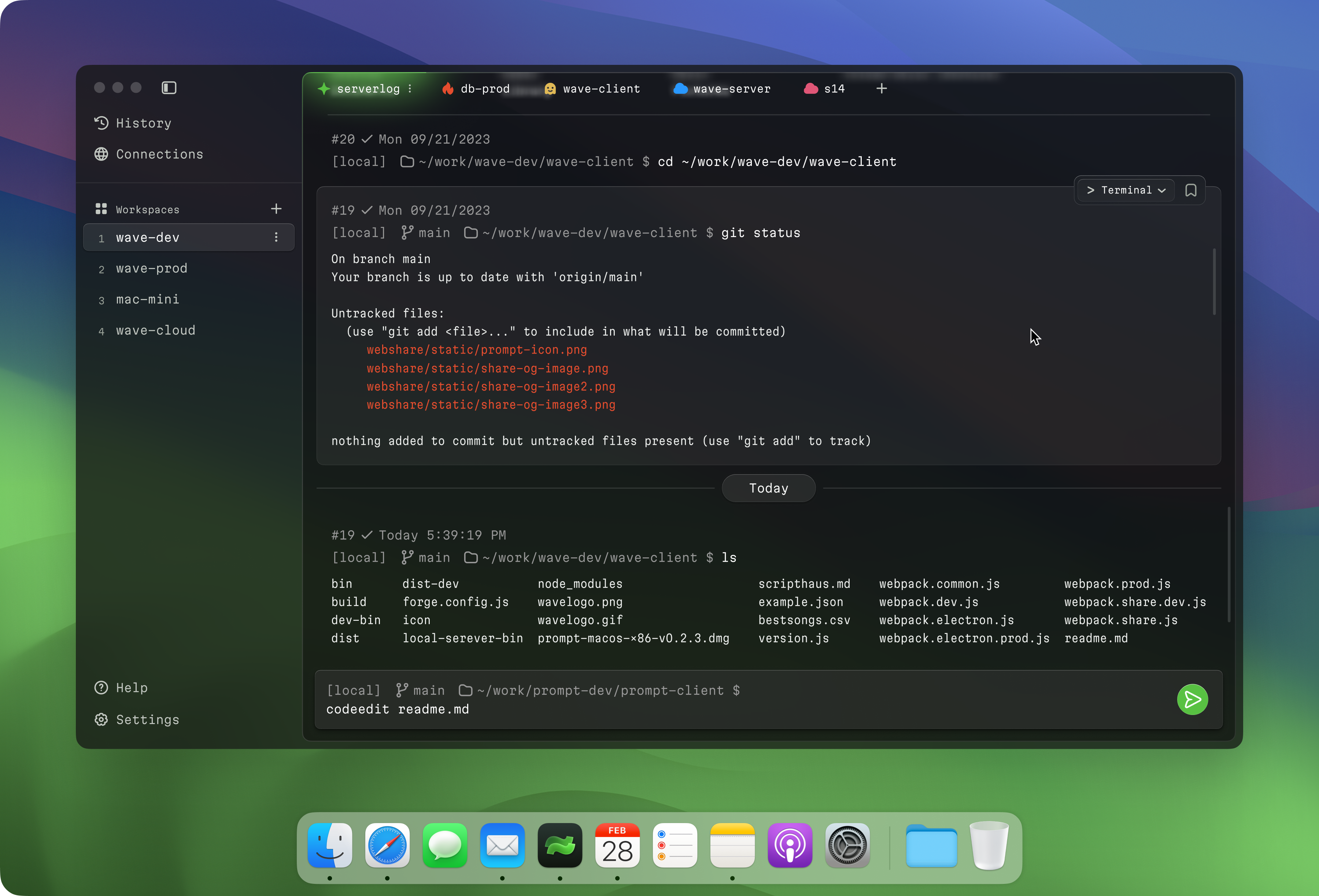 Waveterm UI showcase