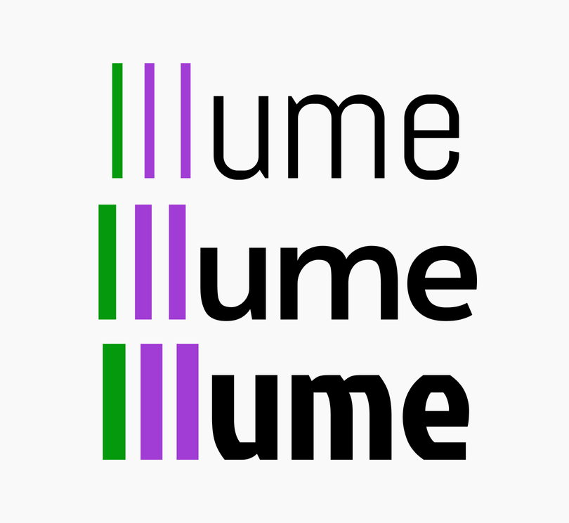 Figure A. The word ‘Illume’ in different fonts