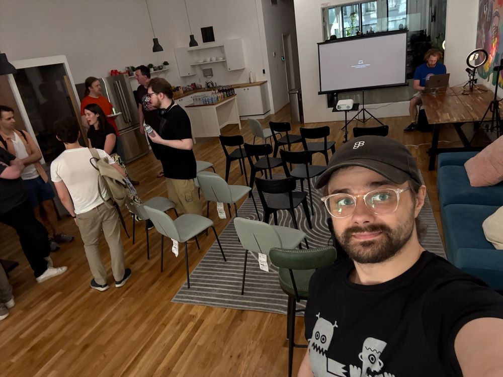 Rich Harris preparing to give a talk