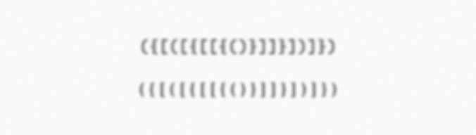 A primitive demonstration of visibility with brackets, showing blurry lines of brackets