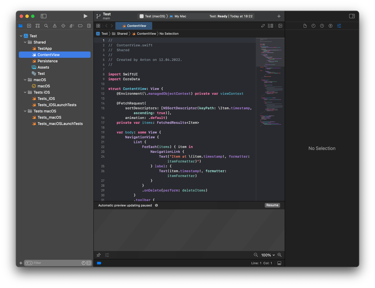 We can see that in the Xcode interface, the code editor is front and center.
