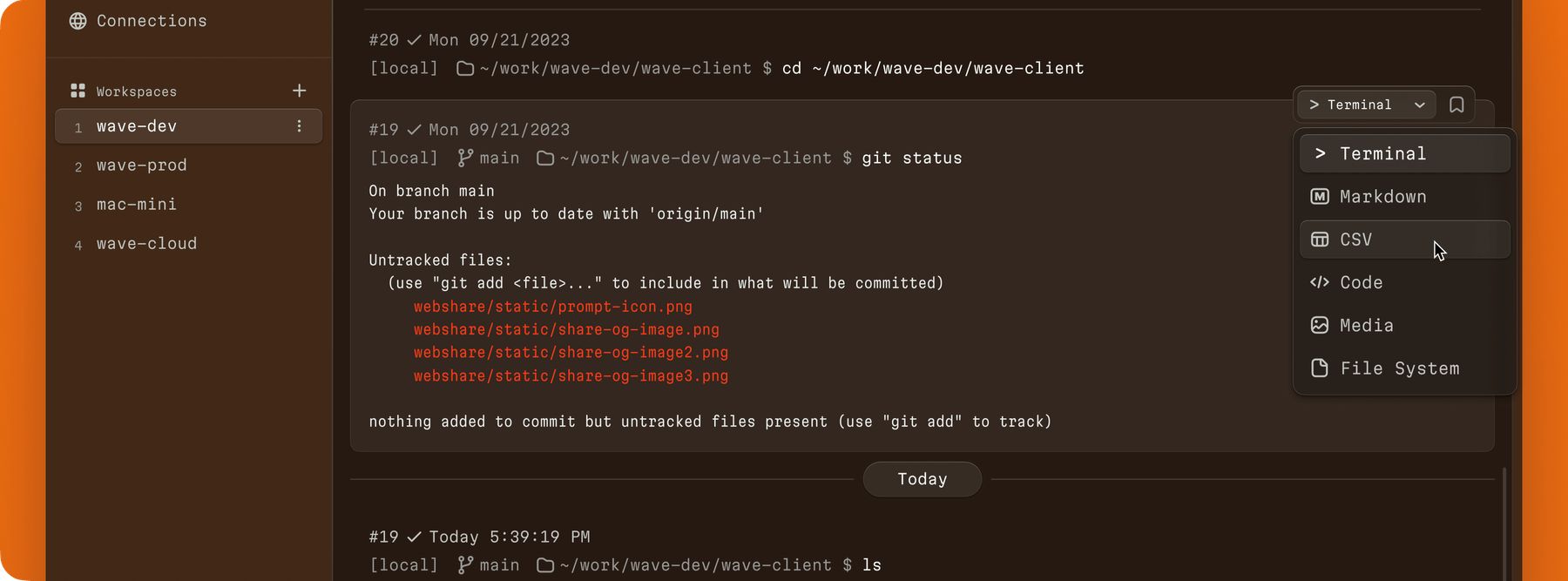 Waveterm UI showcase