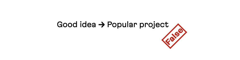 Good idea equals popular project? False.