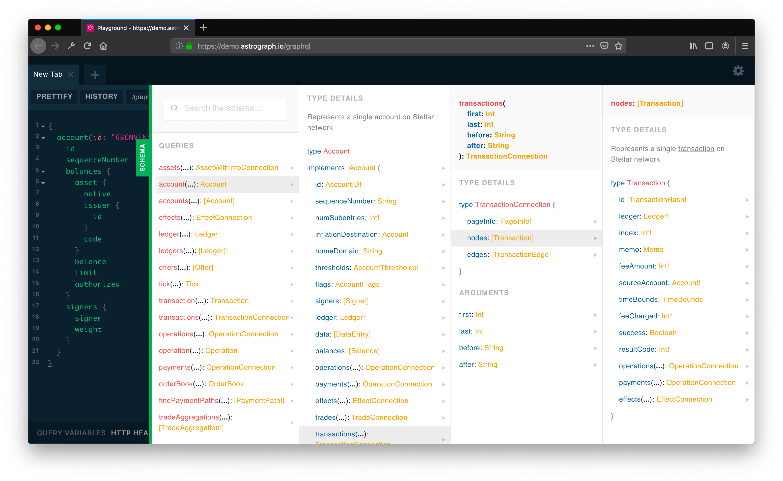 Astrograph's GraphQL schema