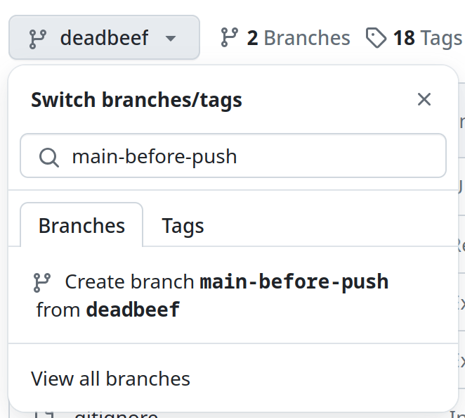 GitHub branch/tag switcher