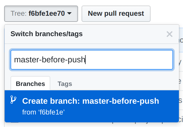GitHub branch/tag switcher