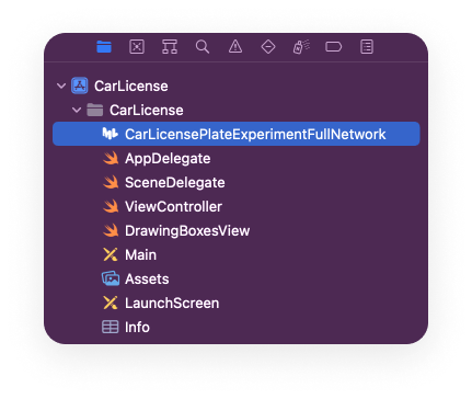 The directory of our newly created project which has been named CarLicense