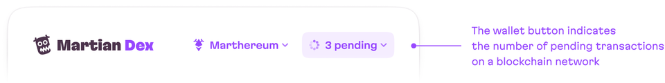 A UI element with the number of pending transactions is highlighted.