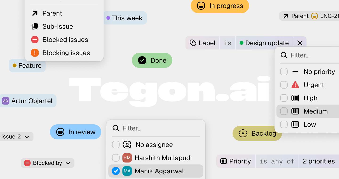 Tegon UI elements