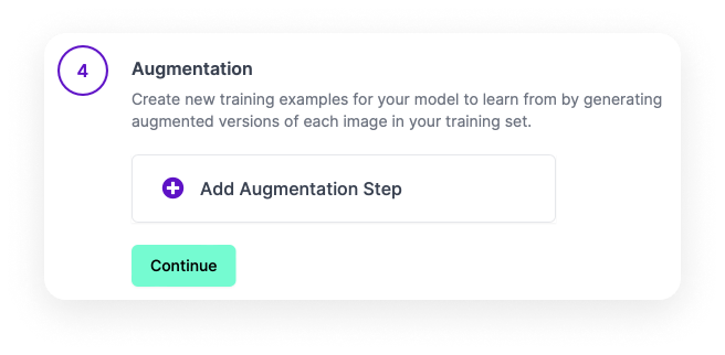 We're able to add augmentation steps here in order to create new training examples