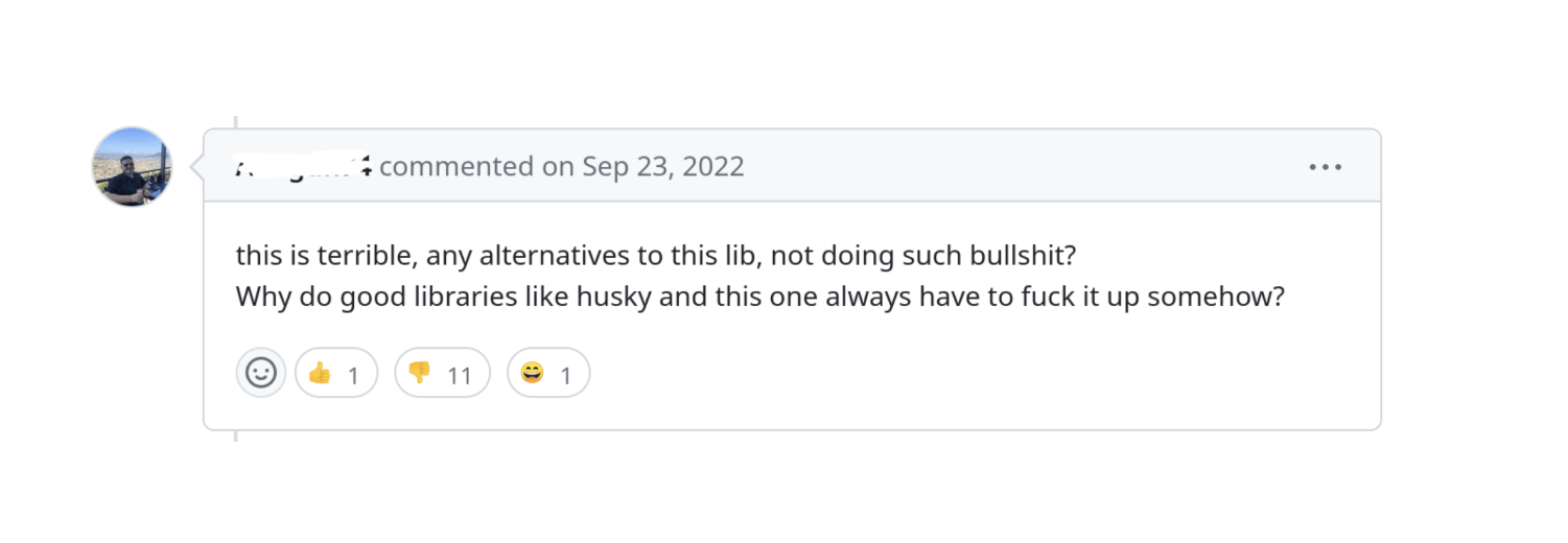 A very mean, profanity-laced GitHub comment that stands as a blunt critique of a project. Ouch.