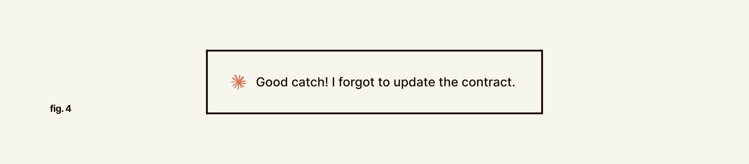 An AI agent's reply: Good catch! I forgot to update the contract.