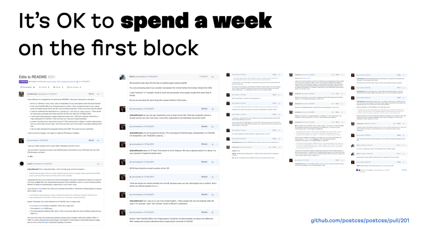 It's OK to spend 2 days on the first block of the README, and five lengthy screens of GitHub commentary make this point.