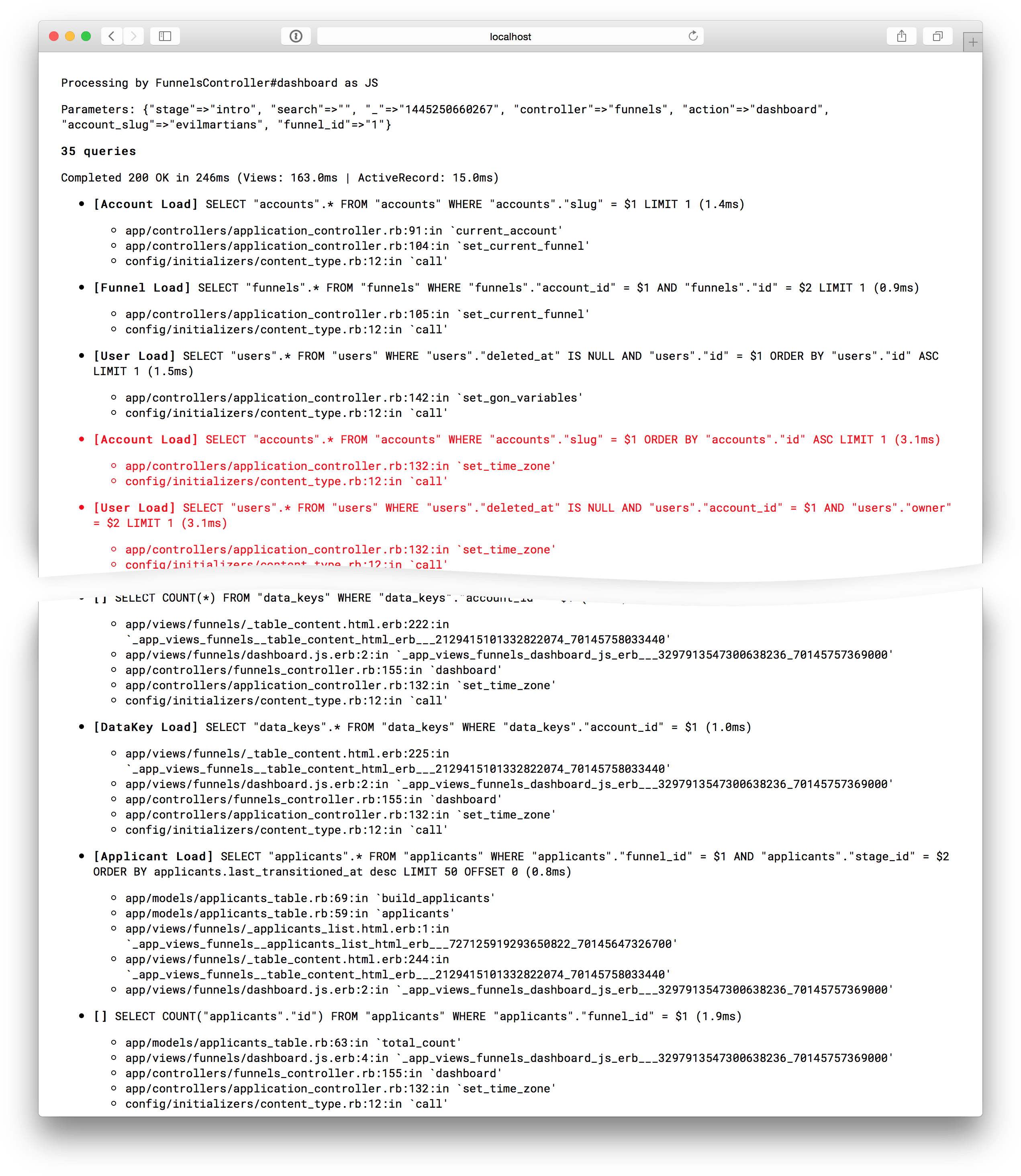 Rails query logger