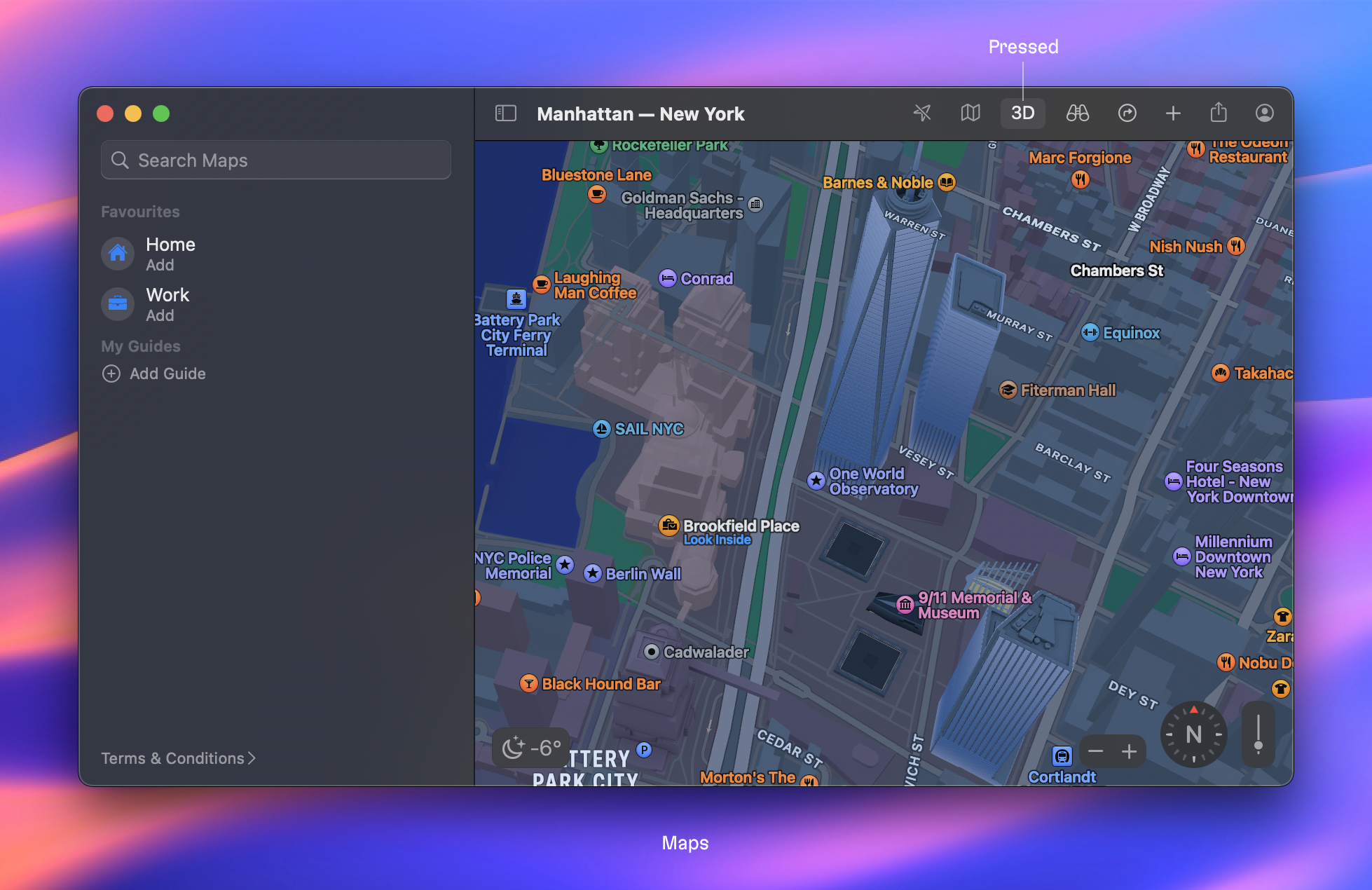 Inside Apple maps, it is clear the the 3D effect is toggled on because it is subtly highlighted in the user interface