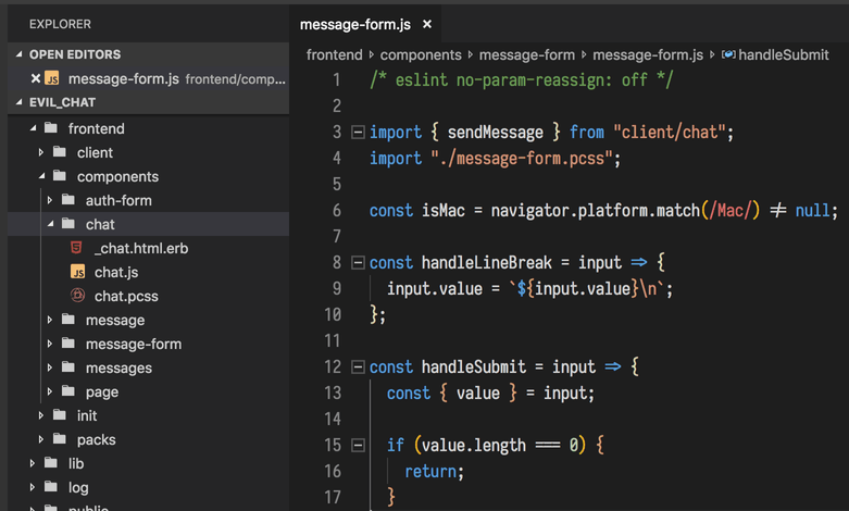 A new frontend folder in your app