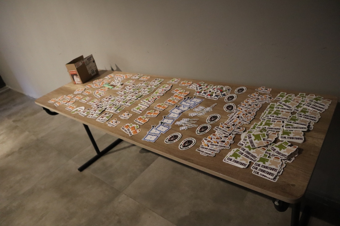 Martian stickers table at the meetup