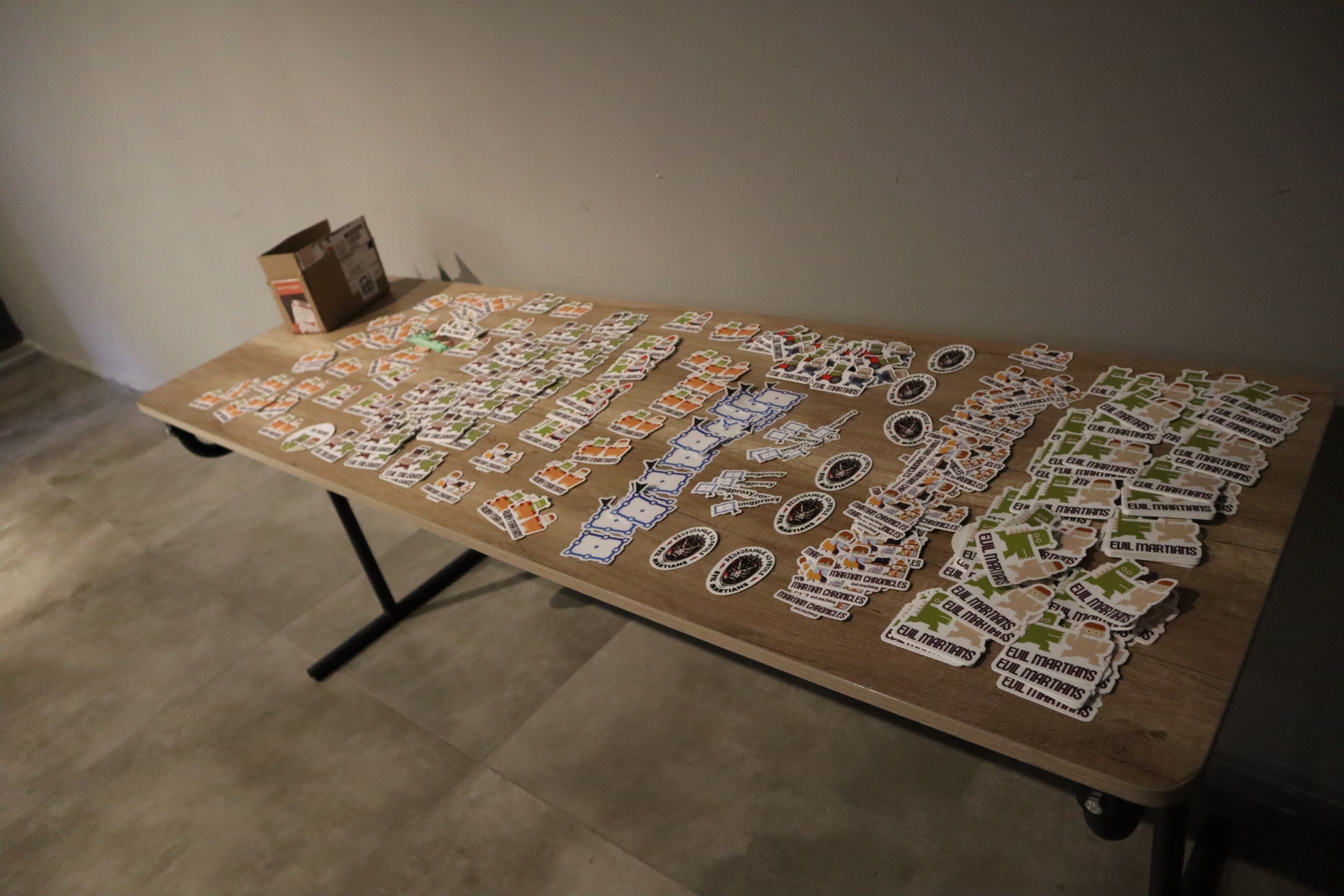 Martian stickers table at the meetup