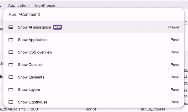 Chrome DevTools Command Menu