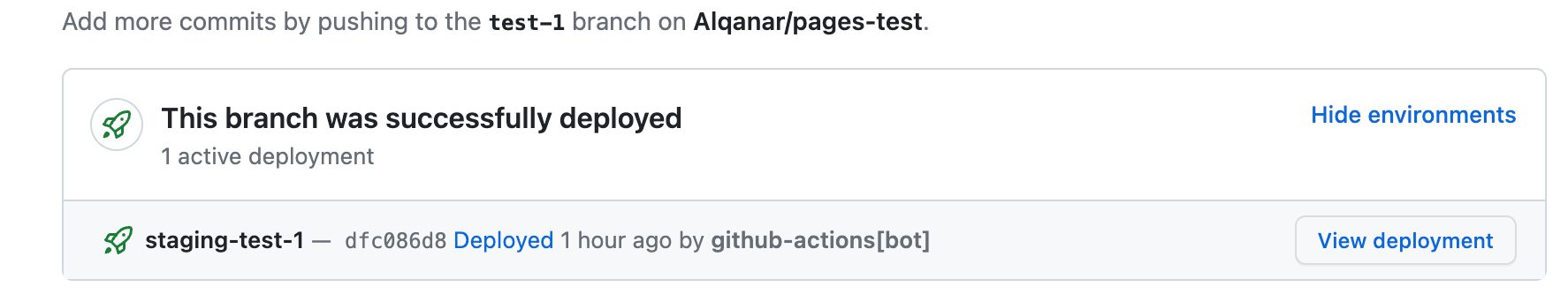 Deployment status page