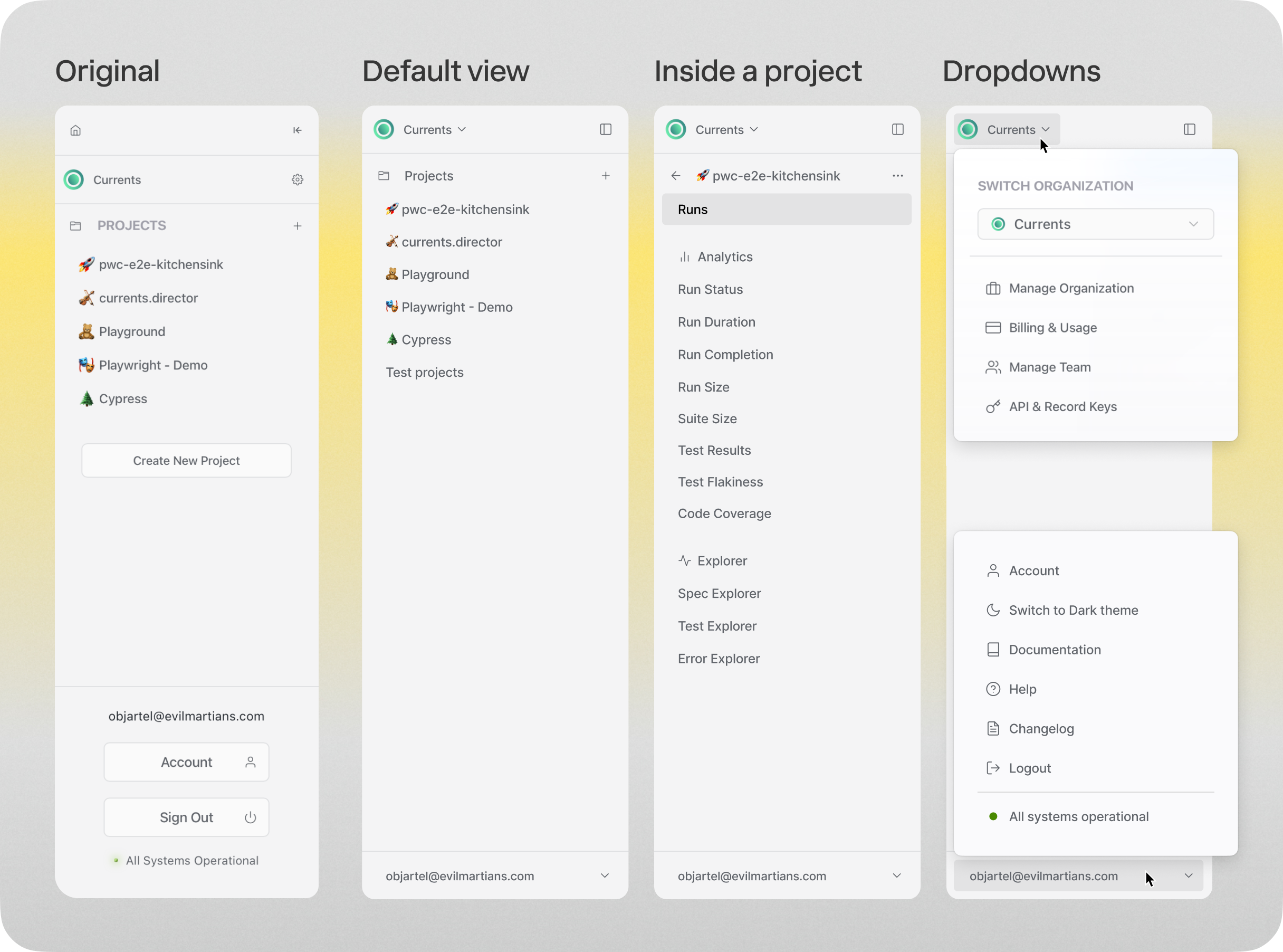 sidebar and navigation menu