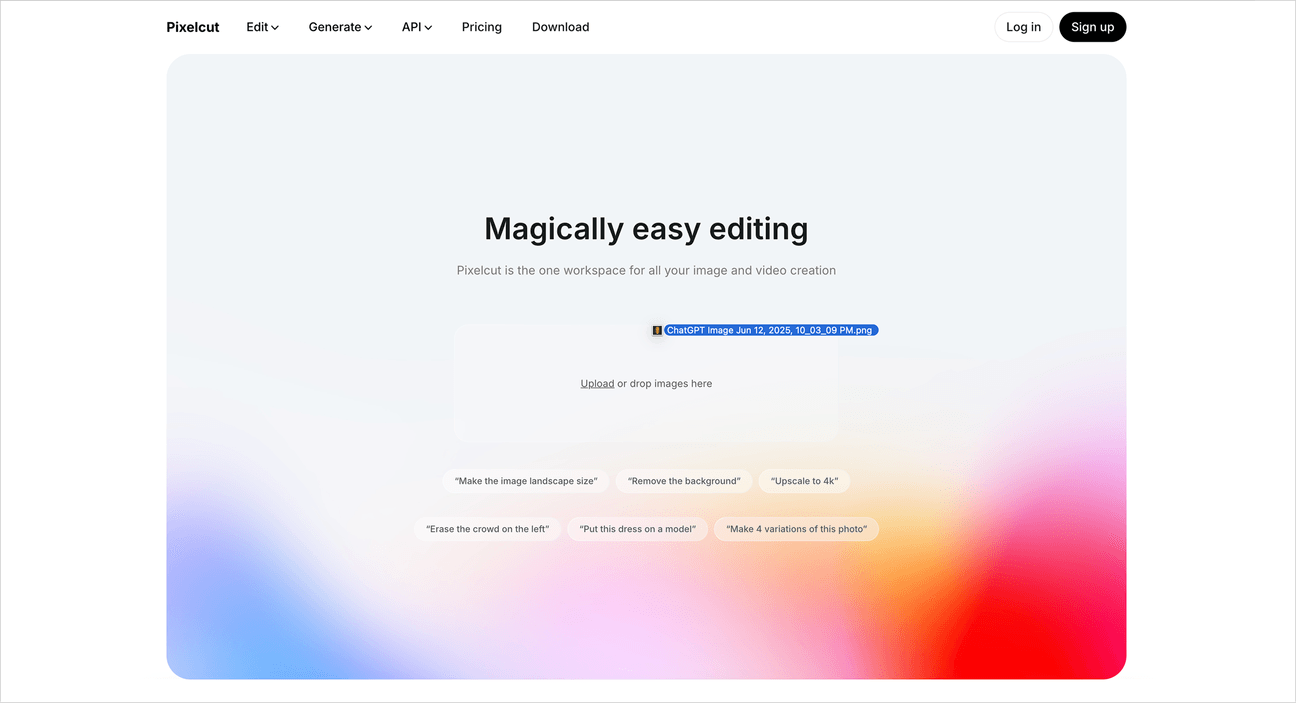 [Pixelcut](https://www.playbook.com/s/evilmartians/P4Jik5NvJ3Pc8zv6AqM8XkGg?assetToken=THLmWkgCc2YR78Hw8htC9aUK): Live demo in the hero section