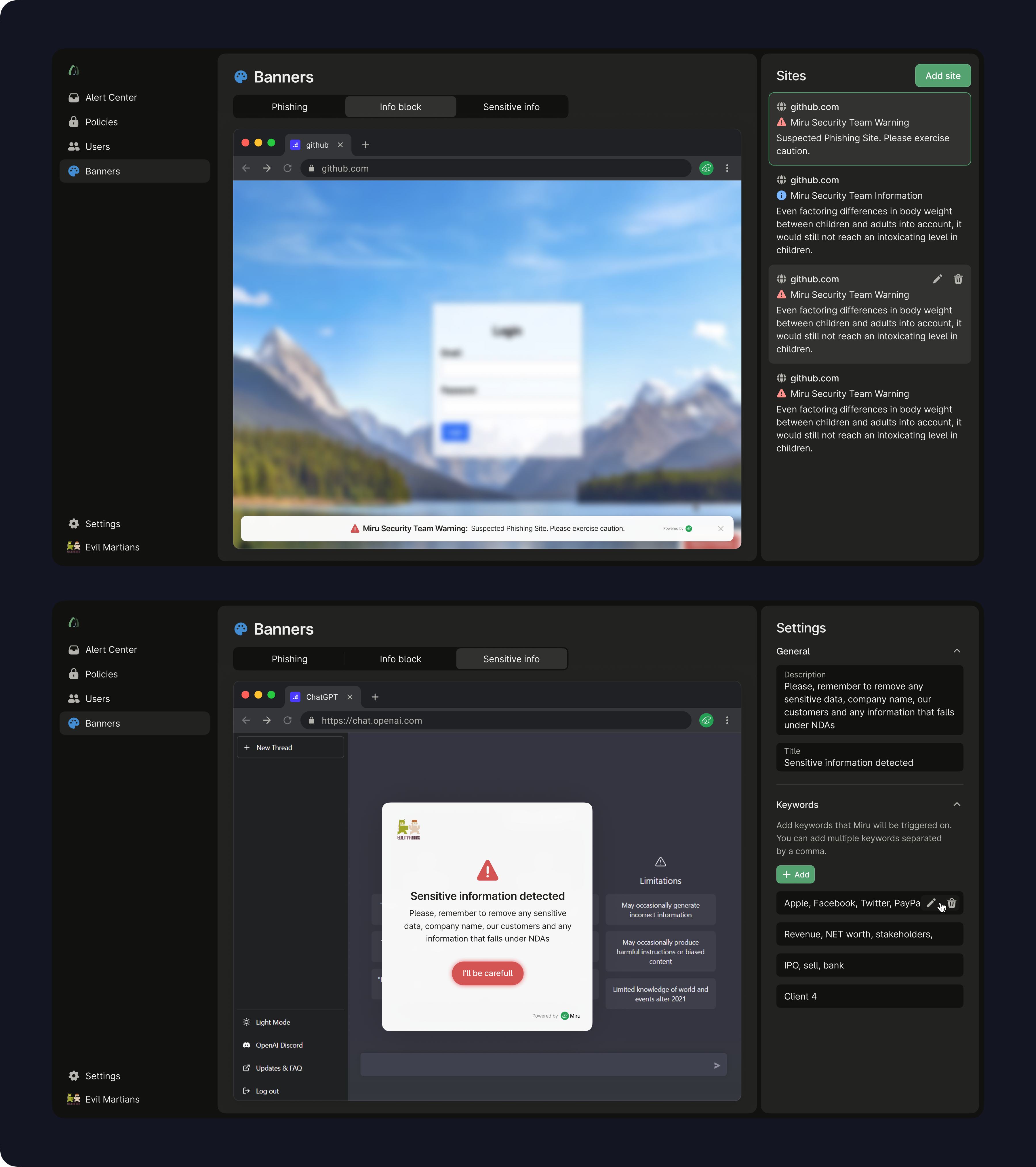 Miru UI showcase