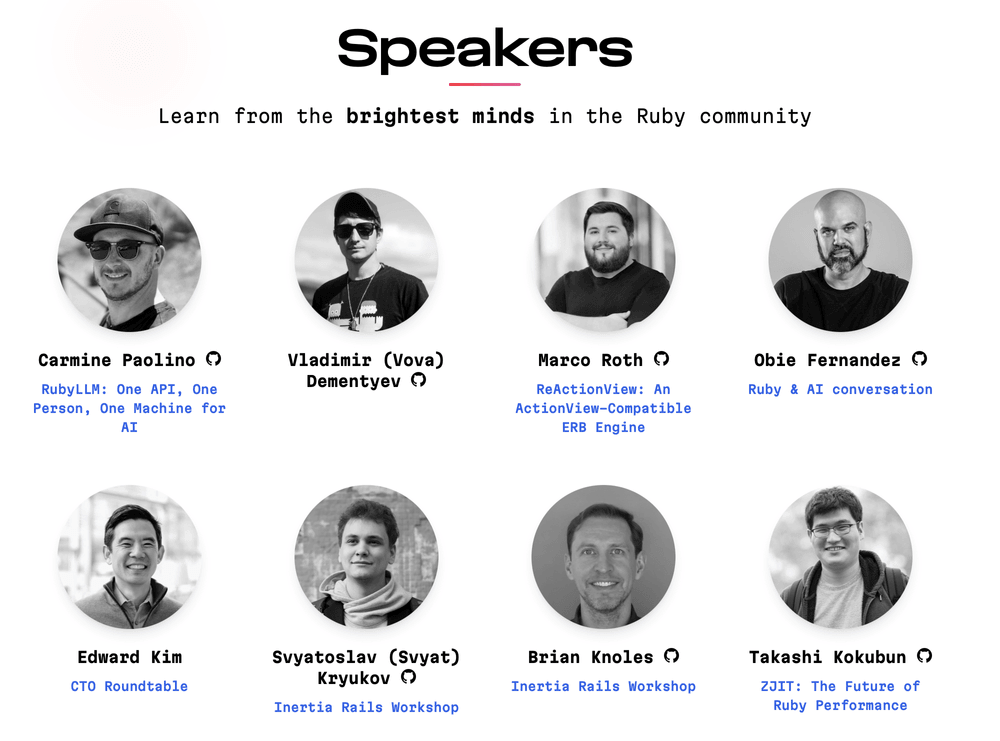 A selection of SF Ruby speakers