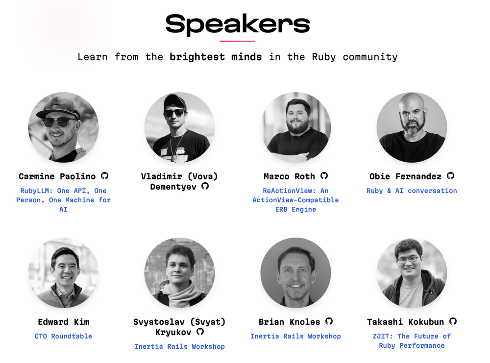 A selection of SF Ruby speakers
