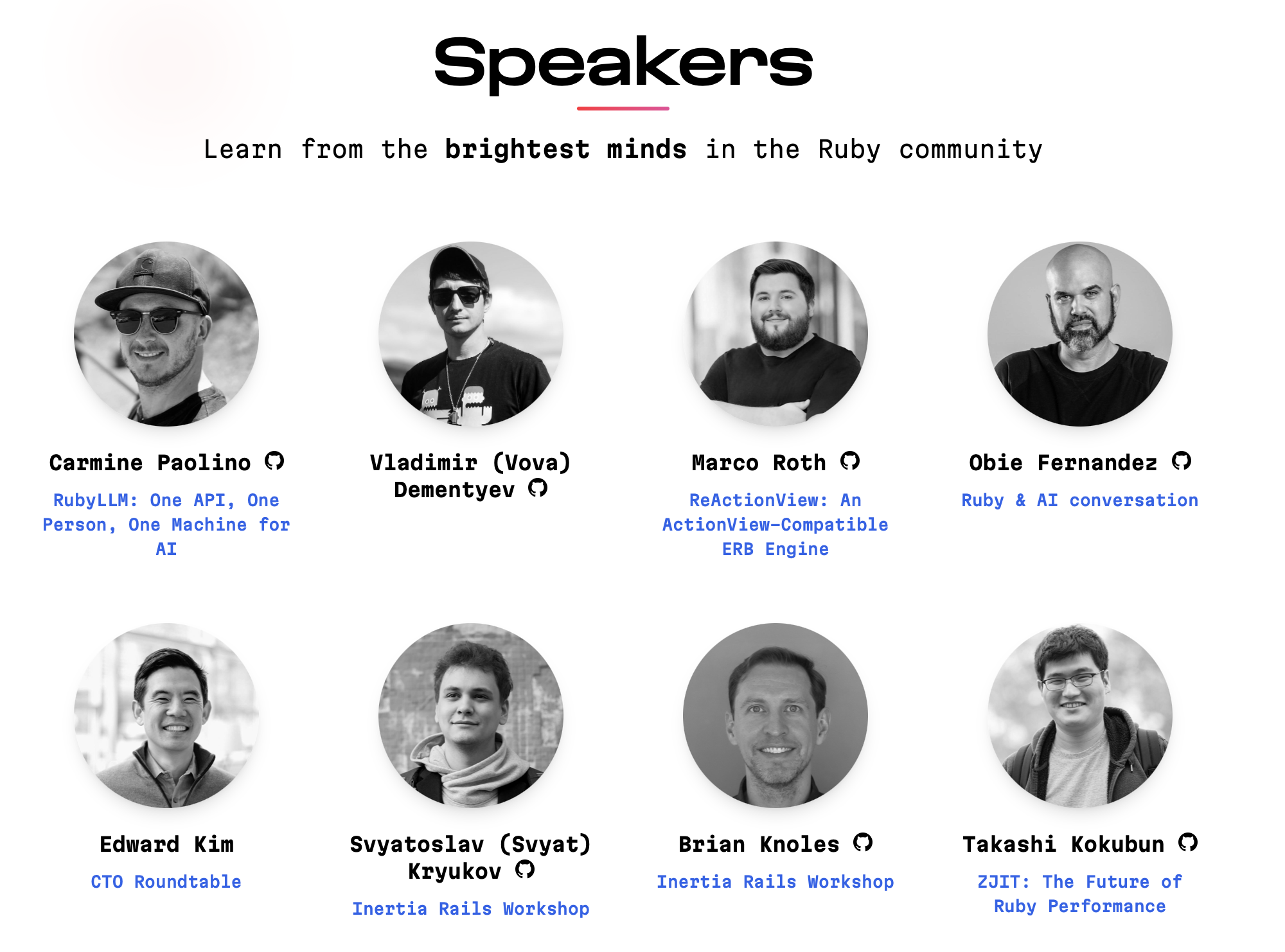 A selection of SF Ruby speakers