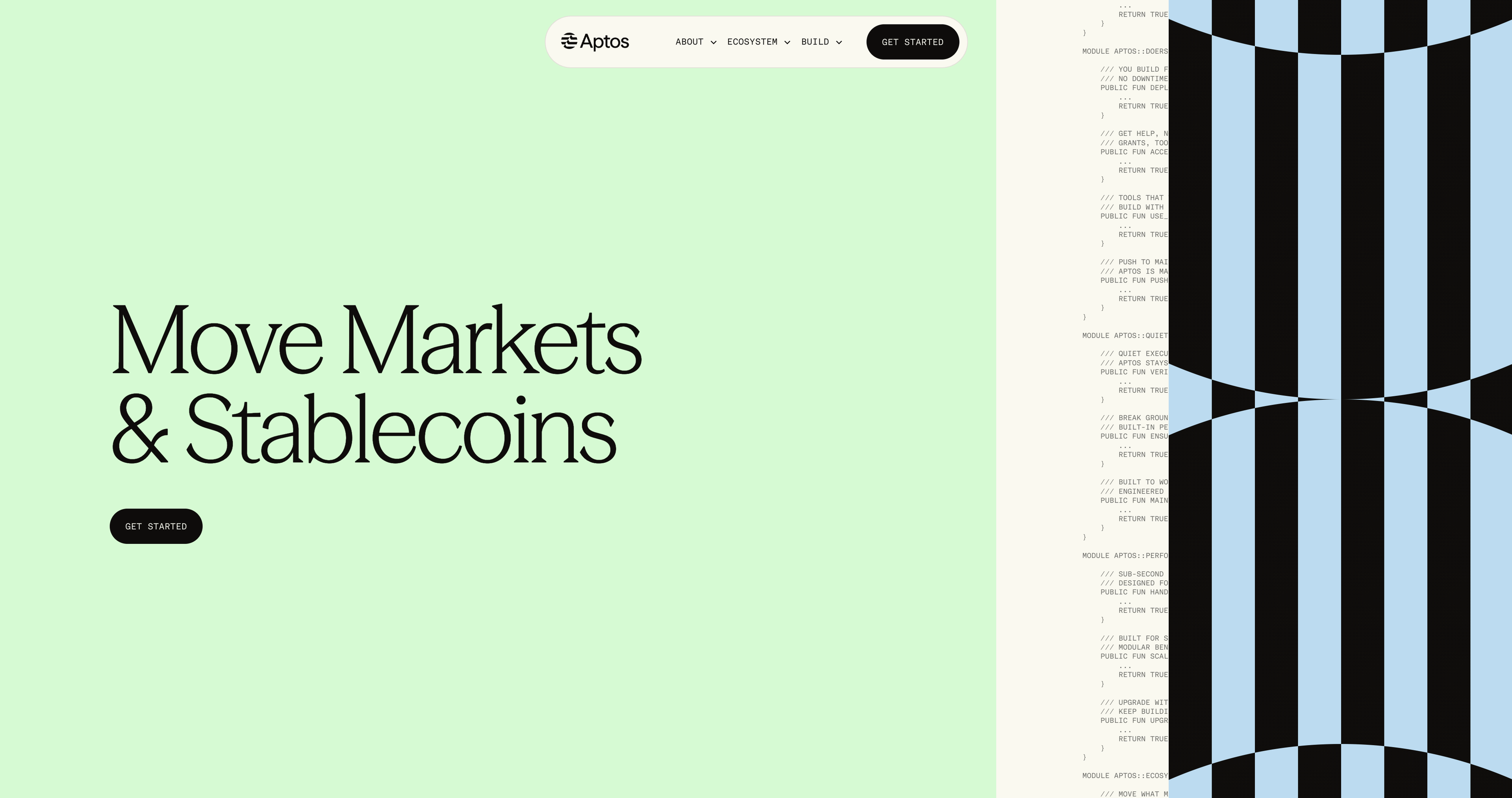 Screenshot of Aptos Network homepage
